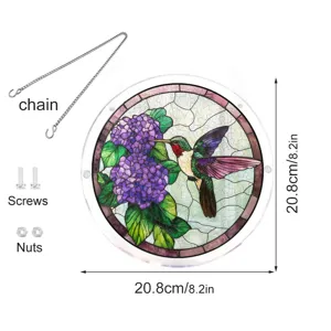 Acrylic hummingbird suncatcher window hanging with chain and screws for home decor