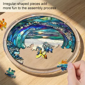 Acrylic stained glass suncatcher puzzle round window hanging home decoration pendant