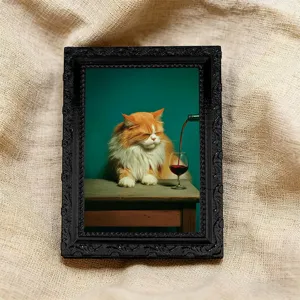 3D Magnetischer Kühlschrankaufkleber Vintage Fotorahmen süße Katze Kunst Design Home