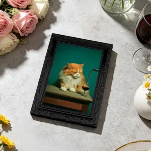 Vintage 3D Magnet Kühlschranksticker mit lustigem Katzen Gemälde Bilderrahmen Deko Design.