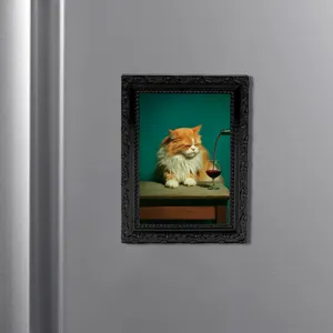 3D Magnetischer Kühlschrankaufkleber im Retro Katzen Fotorahmen Design, lustiger Deko Magnet.