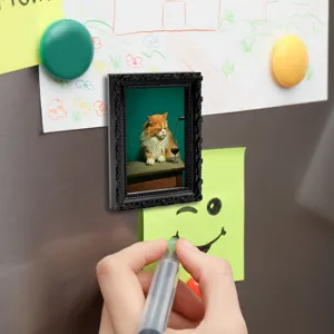 Vintage Miniatur Bilderrahmen Kühlschrankmagnet mit katzenkunst, lustige dekoration notiz.