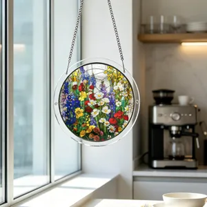 Acrylic stained glass flower suncatcher hanging pendant window decoration details