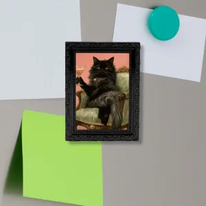 Retro schwarze Katze Kuehlschrankmagnet vintage Bilderrahmen Heimdekoration 3D Stil
