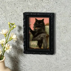 Vintage schwarze Katze 3D Kühlschrankmagnet Bilderrahmen Dekoration magnetischer Aufkleber.