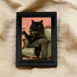 Vintage schwarze Katze Kühlschrankmagnet 3D Magnetaufkleber lustige Heimdeko Fotorahmen