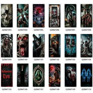 Halloween door banner horror theme party hanging flag spooky cloth decoration set variants.