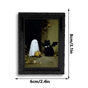 Halloween 3D Fantôme Aimant de Frigo Cadre Photo Décoration Maison Effrayante en Résine