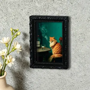 3D Retro Katze Bilderrahmen magnetischer Kühlschrankaufkleber Vintage Heimdekor Notiz.
