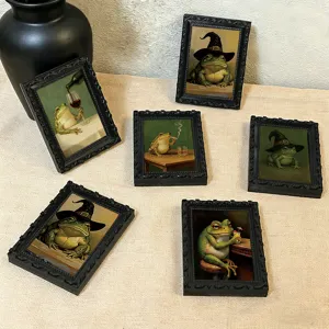 3D magnetic fridge sticker vintage frog picture frame funny animal home kitchen decor magnet