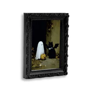 Halloween 3D cadre photo magnétique autocollant de réfrigérateur avec fantôme et chat noir