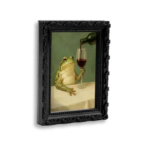 Vintage 3D frog fridge magnet, funny resin photo frame magnetic note holder for home kitchen decor.