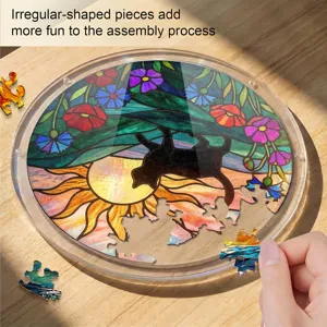 Acrylic cat stained glass puzzle suncatcher window hanging piece fun assembly decor