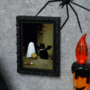 Halloween 3D fantôme réfrigérateur aimant cadre photo chat noir mignon fête décoration.
