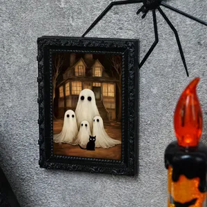 Halloween 3D ghost magnetic photo frame fridge sticker for scary holiday home decoration.