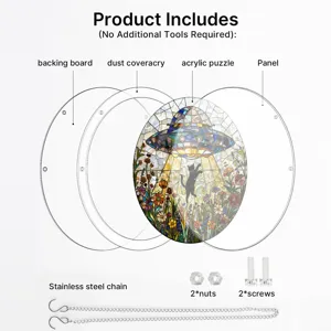 Acrylic cat UFO suncatcher pendant window hanging component breakdown diagram parts display