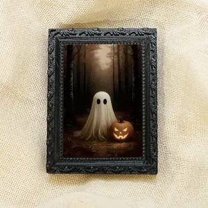 Halloween 3D fantasma magnetico frigorifero cornice foto decorazione foresta vista dettaglio.