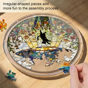 Acrylic cat UFO suncatcher puzzle hanging decoration window ornament stained glass style