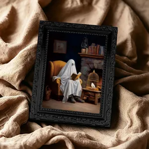 Halloween 3D fantôme cadre photo magnétique, vintage cadre noir pour décoration frigo.