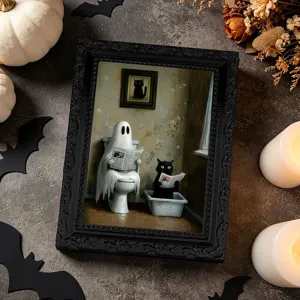 Halloween 3D fantôme chat noir cadre photo autocollant magnétique pour réfrigérateur