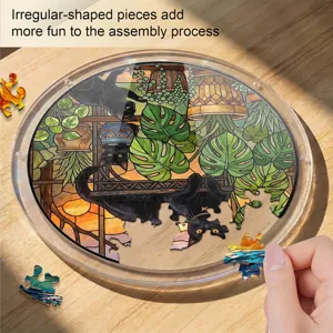 Acrylic cat puzzle suncatcher window hanging stained glass art decorative ornament