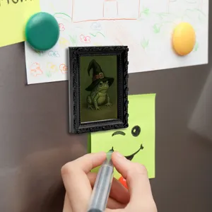 Retro 3D frog witch hat refrigerator magnet decorative photo frame memo note magnetic sticker