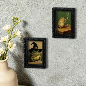 Vintage frog photo frame 3D magnetic fridge sticker funny animal message note decor