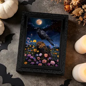 Halloween 3D corvo cornice foto magnetica adesivo frigo decorazione gotica festa