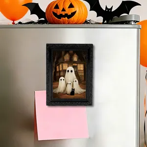 Halloween 3D ghost magnetic fridge magnet photo frame spooky festival sticky note holder decor