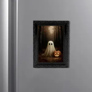 Halloween 3D fantasma adesivo magnetico per frigorifero cornice foto decorativa nera