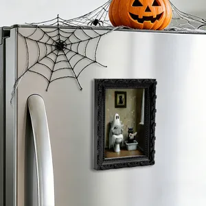 Halloween 3D Fantôme Aimant De Réfrigérateur Cadre Photo Chat Noir Décoration