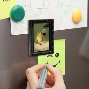 Funny frog vintage photo frame magnetic fridge sticker for home kitchen decor and message notes