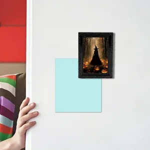 Halloween magnetic photo frame detail view showing the witch picture and memo pad surface.