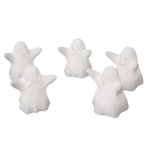 Halloween ghost LED night light set, 5pcs cute glowing decoration ornaments for holiday party.