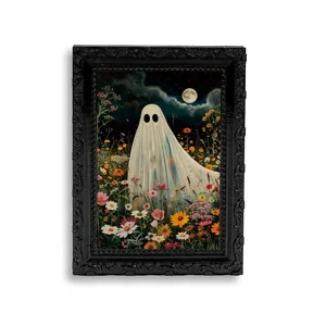 Halloween 3D Ghost Magnetic Fridge Magnet Retro Black Photo Frame Holiday Memo Sticker Home Decorative Art