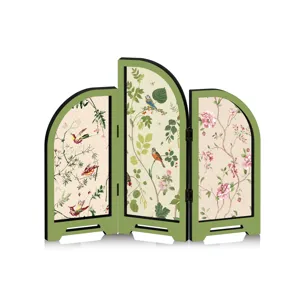 Miniature Chinese style folding screen desktop ornament with floral and bird patterns.