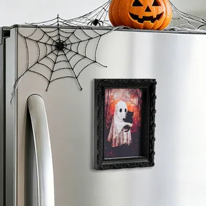 Halloween 3D Ghost Refrigerator Magnet Retro Picture Frame Spooky Holiday Party Decor Magnet