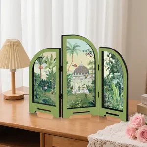 Mini Acrylic Folding Screen Desktop Tropical Plant Decorative Ornament Creative Gift