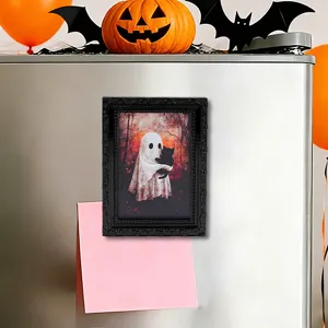 Halloween Ghost Fridge Magnet Photo Frame 3D Spooky Black Cat Refrigerator Sticker