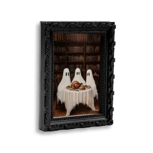 Halloween ghost picture frame fridge magnet spooky 3D vintage black border decor detail