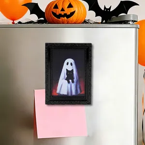 Halloween 3D fantôme chat noir autocollant magnétique pour réfrigérateur cadre deco