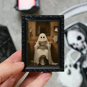 Halloween 3D Geest Koelkastmagneet Fotolijst griezelig toilet lezen foto decor