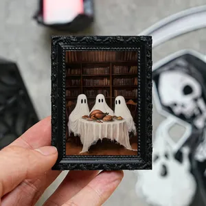Halloween 3D Ghost Picture Frame Refrigerator Magnet Spooky Holiday Memo Board Home Decor