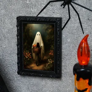 Cornice foto fantasma Halloween magnete frigo vintage nero per decorazione festa.
