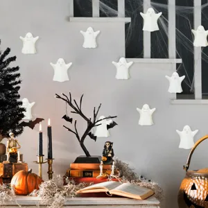 Halloween hanging LED ghost lights glowing party decoration prop for spooky holiday indoor decor.