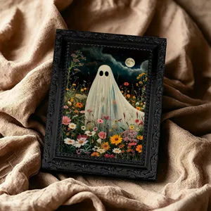 Halloween ghost magnetic photo frame fridge sticker cute floral night art decor memo sticker