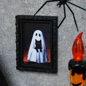 Halloween 3D fantôme aimant de réfrigérateur cadre photo chat noir fête déco