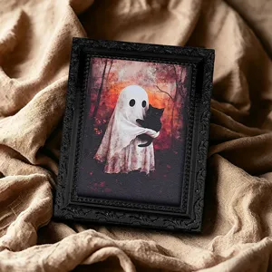 Halloween Ghost Fridge Magnet Photo Frame Cute Black Cat 3D Stereo Home Halloween Decor