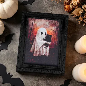 Halloween 3D ghost and black cat magnetic fridge sticker photo frame for party decor