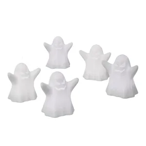 Halloween ghost LED night light set, cute glowing ghost desktop ornaments for party decor.